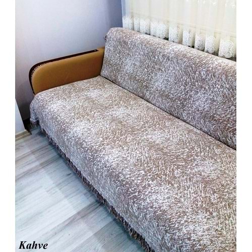 Pamuklu Kaymaz Ebruli Koltuk-Çekyat Örtüsü (13 RENK)-Kahve
