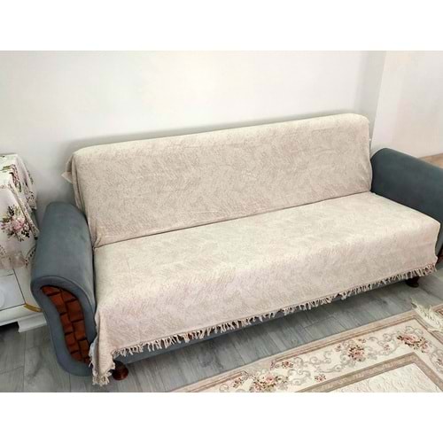 Pamuklu Kaymaz Alaca Koltuk-Çekyat Örtüsü (170x220)-Bej