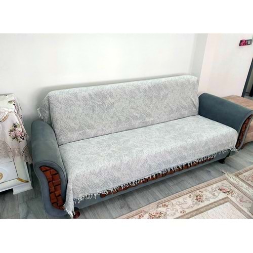Pamuklu Kaymaz Alaca Koltuk-Çekyat Örtüsü (170x220)-Gri
