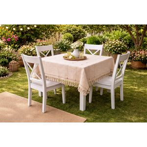 Manisa Dokuma Cendere simli naturel masa örtüsü 150*150 krem