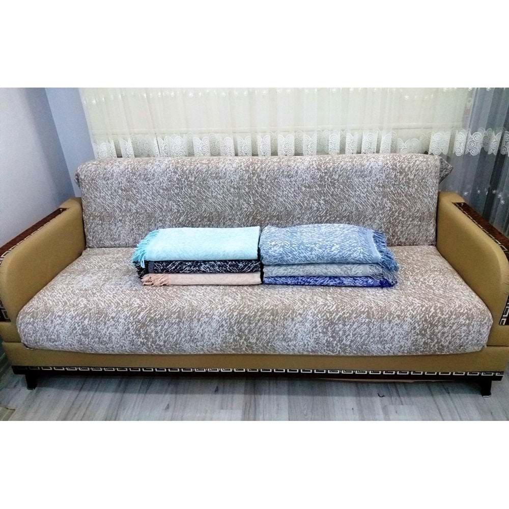 Pamuklu Kaymaz Ebruli Koltuk-Çekyat Örtüsü (13 RENK)-Kahve