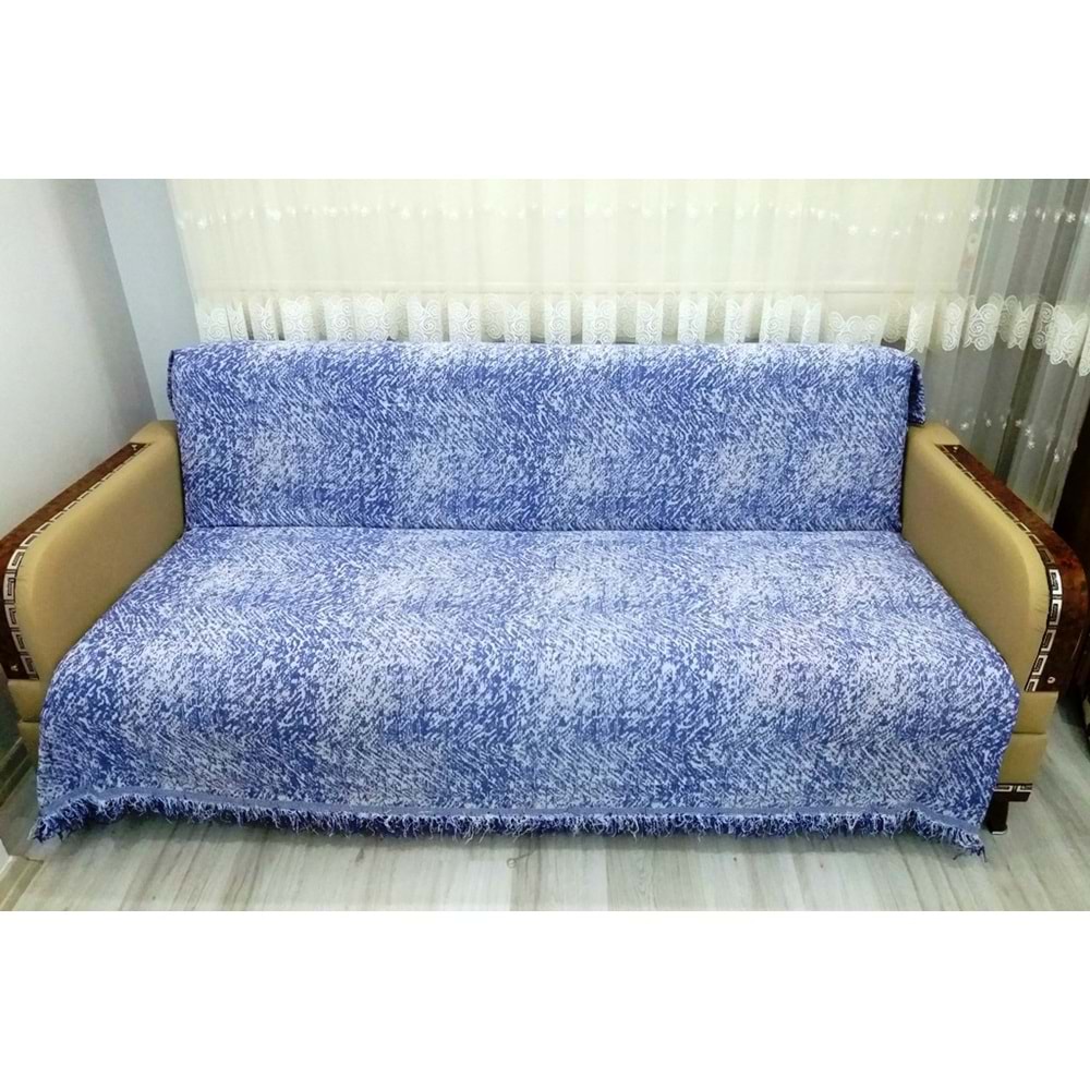 Pamuklu Kaymaz Ebruli Koltuk-Çekyat Örtüsü (13 RENK)-Lacivert