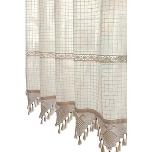 Buldan Monika El Örme Dantelli Naturel Otontik Perde 150*220 2 prç