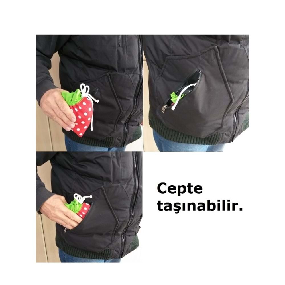 Çilek Çanta, Duck Kumaş Çanta, Alışveriş Torbası (40x50) - Sarı