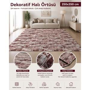 korkmaz mensucat lastiksiz halı örtüsü 9m2 (250*350) T1 Bordo
