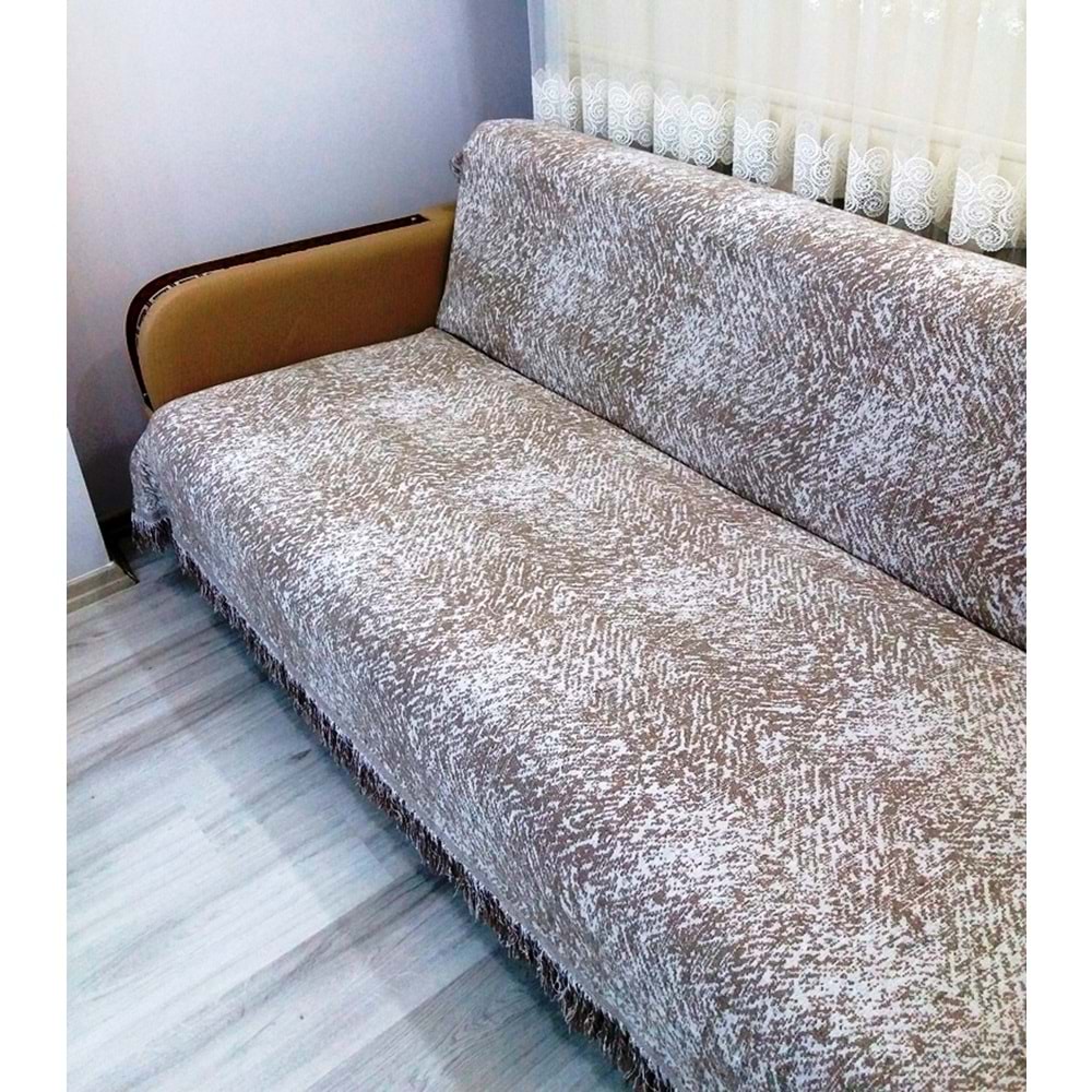 Pamuklu Kaymaz Ebruli Koltuk-Çekyat Örtüsüü (15 RENK) - Kahve