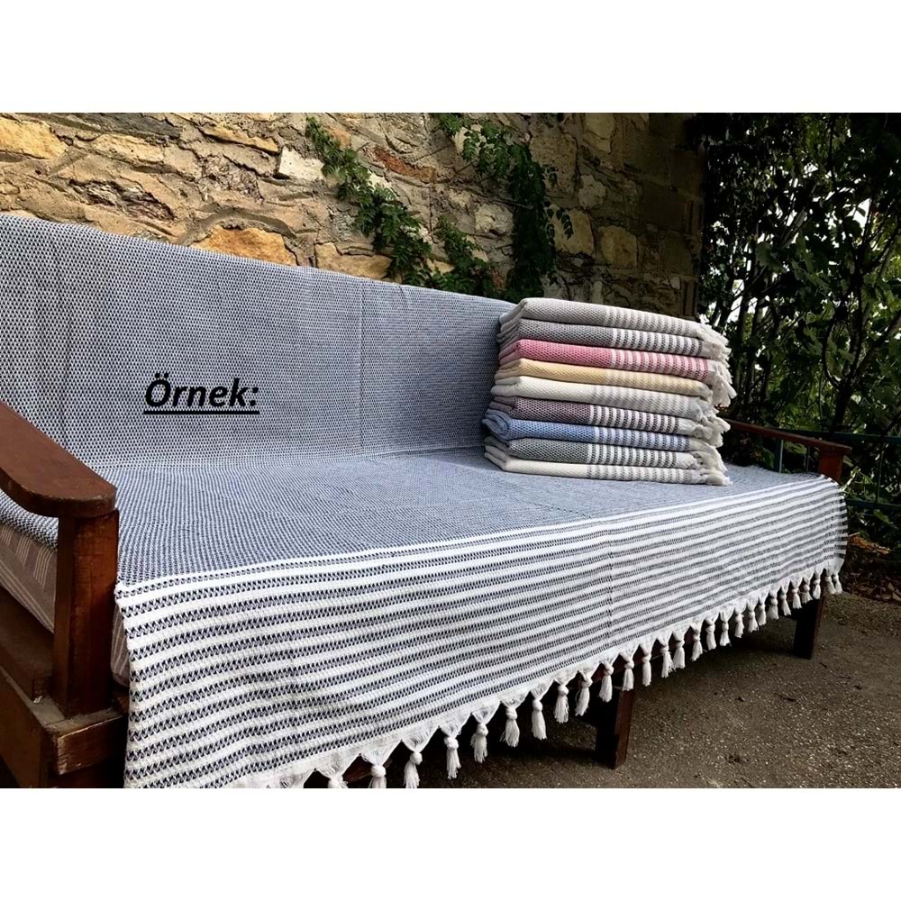 Mandaş Pamuklu Kaymaz Hasır Dokuma Koltuk-Çekyat Örtüsü (180x220)-Kırmızı