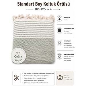 Mandaş Pamuklu Kaymaz Hasır Dokuma Koltuk Örtüsü (180x220)-Çağla