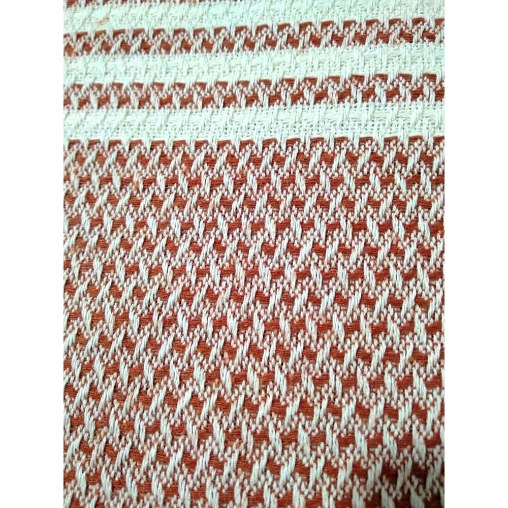 Mandaş Pamuklu Kaymaz Hasır Dokuma Koltuk-Çekyat Örtüsü Takımı 3+3+1+1 - Kiremit