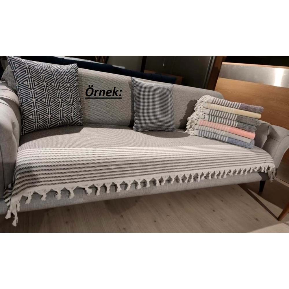 Mandaş Pamuklu Kaymaz Hasır Dokuma Koltuk-Çekyat Örtüsü Takımı 3+3+1+1 - Kiremit