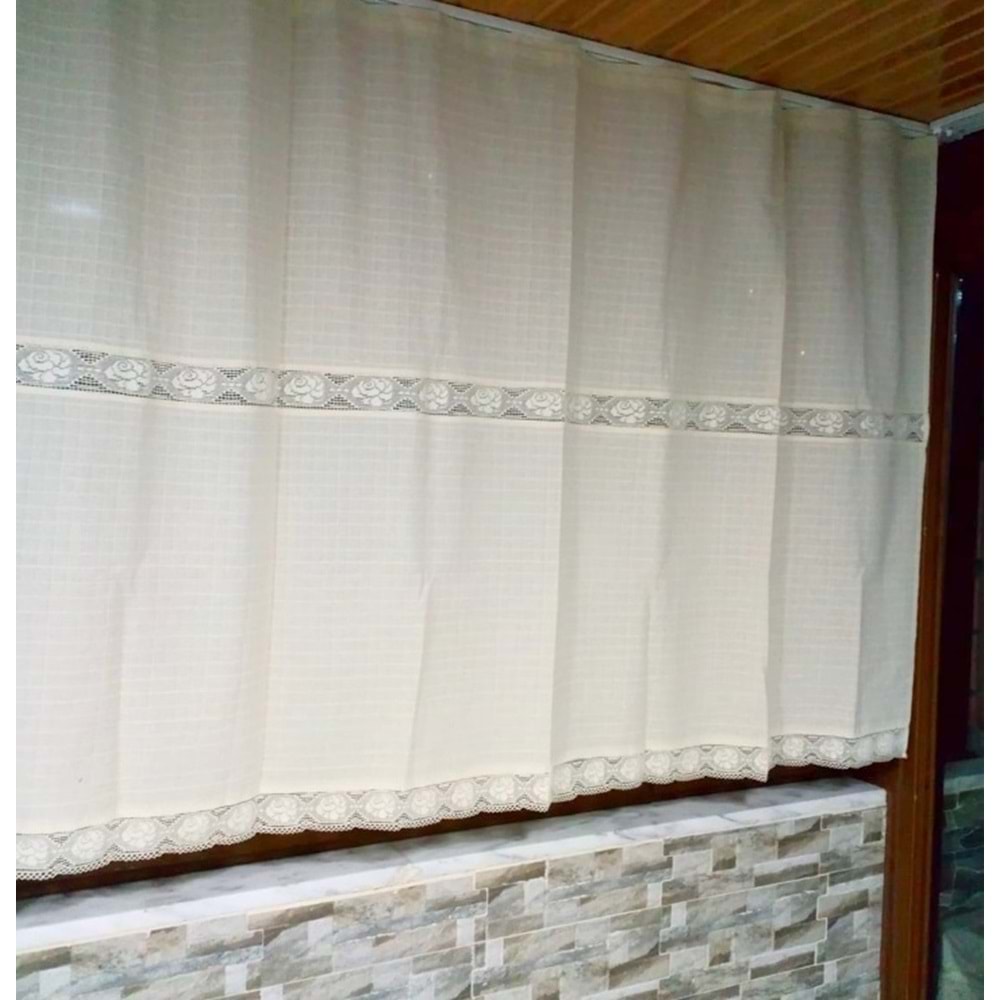 Buldan Perde Çift Dantelli Naturel (140x300)