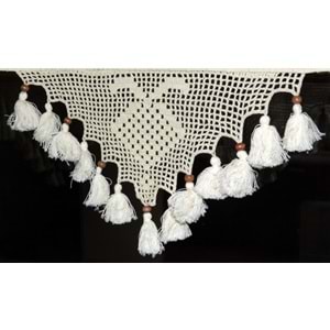 Buldan Tül Perde El İşi Dantelli Naturel Gül Çiçek Desen(190x100)