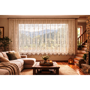 Buldan Tül Perde El İşi Dantelli Naturel Makrome Palmiye Desen(300x190)