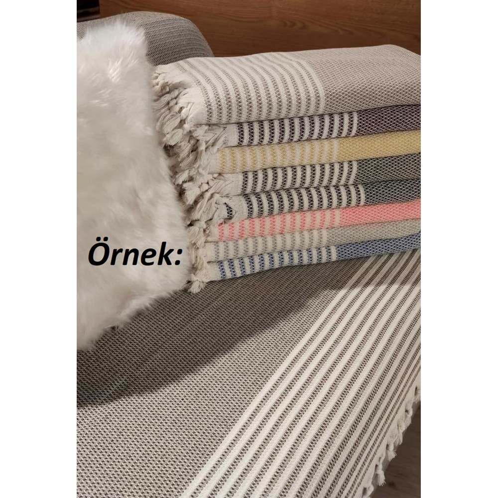 Pamuklu Kaymaz Hasır Dokuma Maxi Kolları Kapatan Koltuk Örtüsü (180x310)-Haki Yeşili