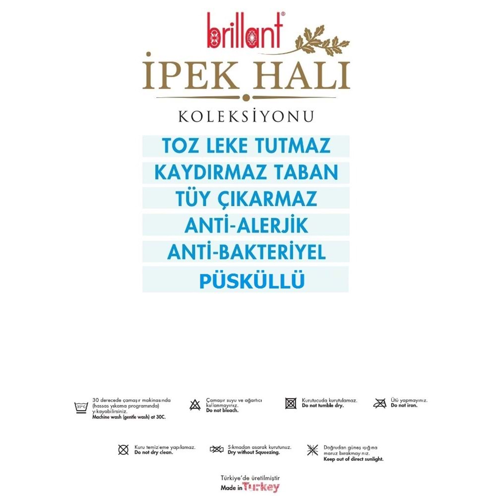 Brillant İpek Latex Oval Kaymaz Taban Halı-EVELY HJE11697.803-(150x230)