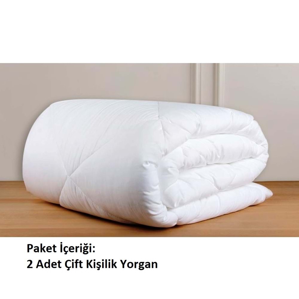 2li Pamuk Ören Mikrofiber Çift Kişilik Beyaz Silikon Yorgan (195x215)