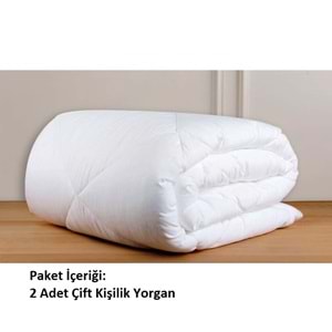 2li Pamuk Ören Mikrofiber Çift Kişilik Beyaz Silikon Yorgan (195x215)