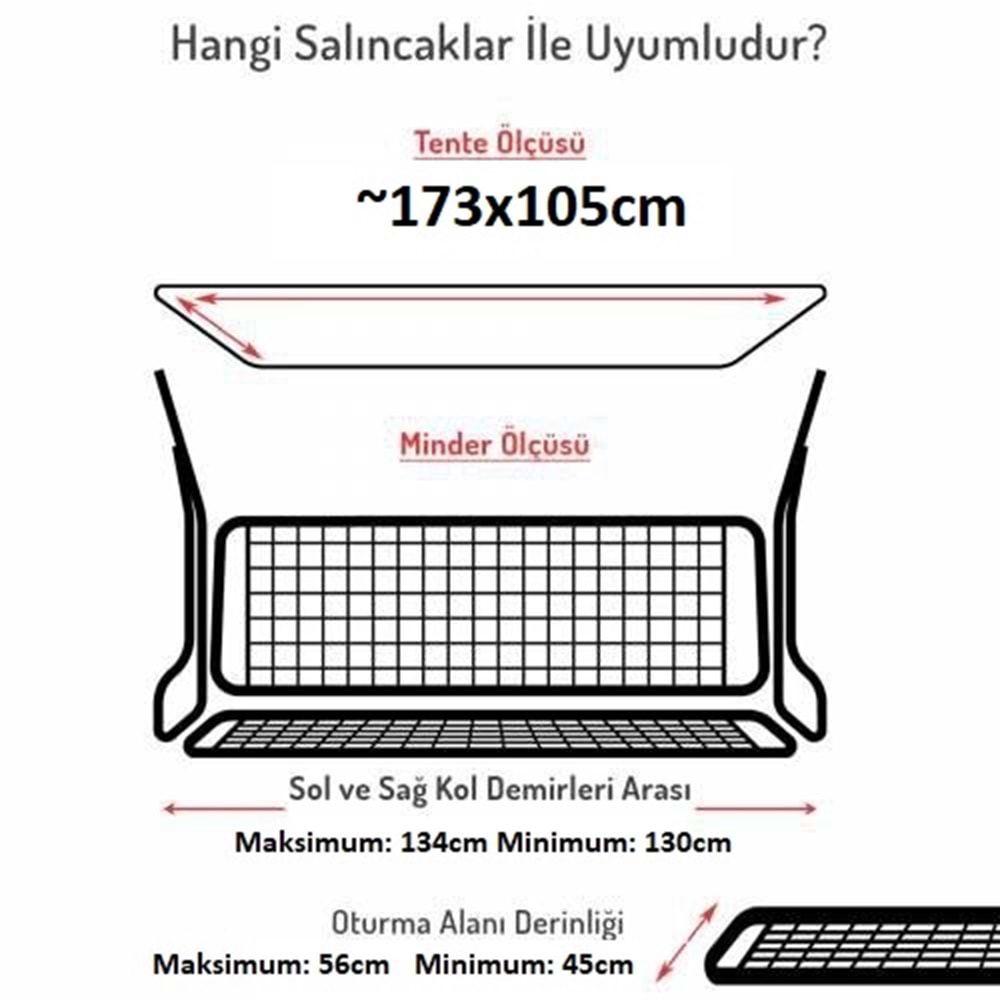 Mandaş Süngerli 2 Kişilik Salıncak Minder Seti (Pamuklu Kumaş)-Pembe Beyaz