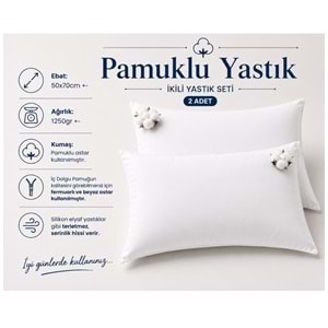 2li Pamuklu Yastık İç Dolgu 1250gr Pamuk Dolgulu (50x70)