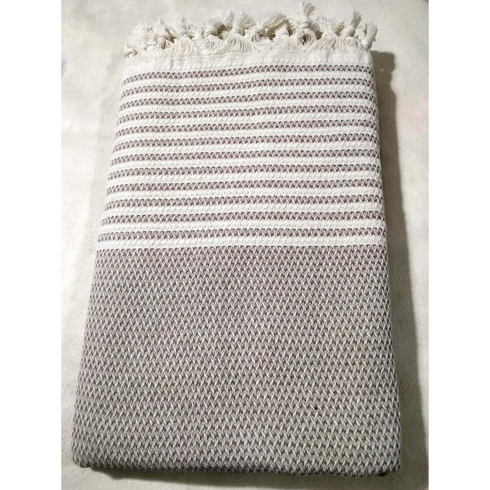 Mandaş Pamuklu Kaymaz Hasır Dokuma Kolları Örten Koltuk Örtüsü Maxi Takım-Sütlü Kahve