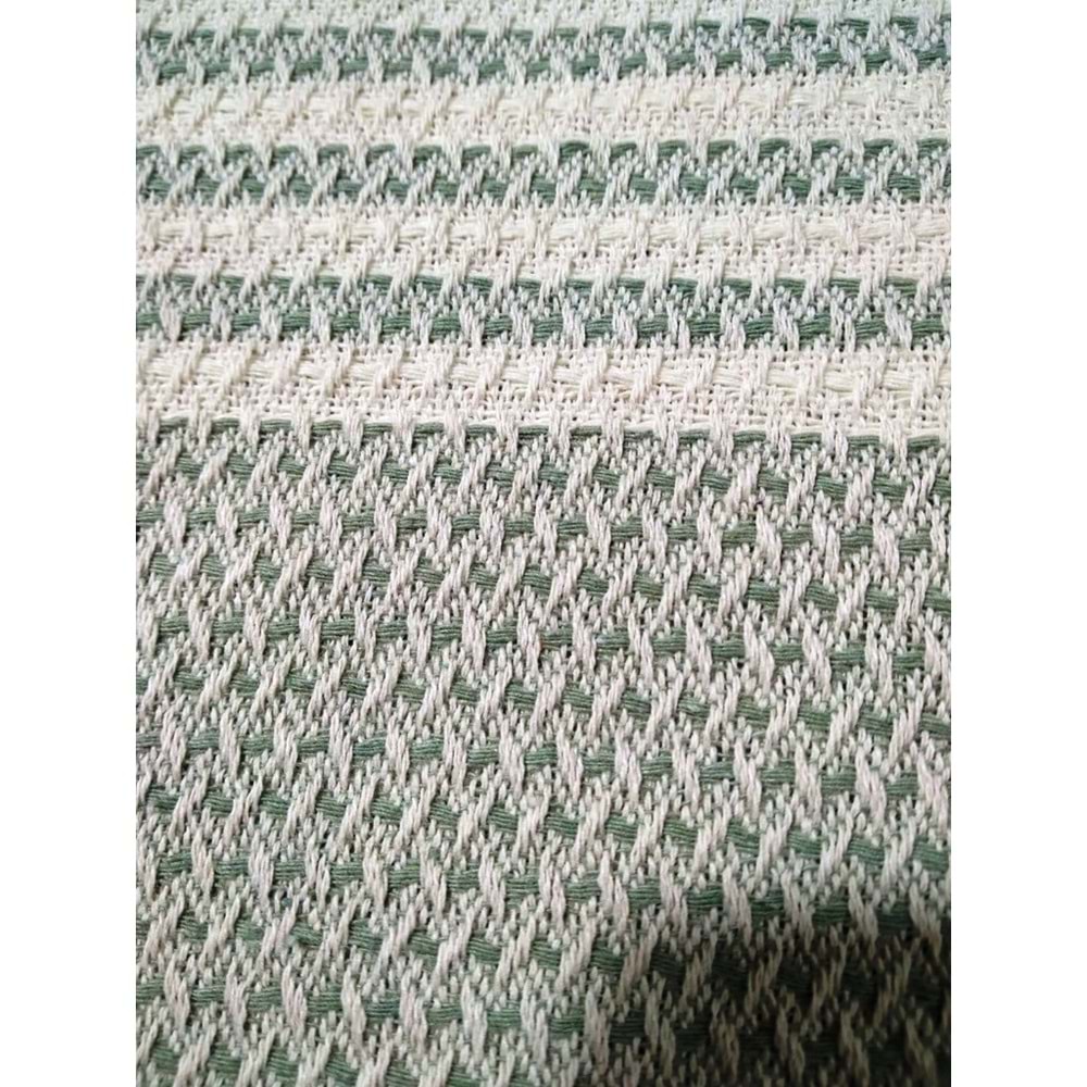 Mandaş Pamuklu Kaymaz Hasır Dokuma Kolları Örten Koltuk Örtüsü Maxi Takım-A.Yeşil