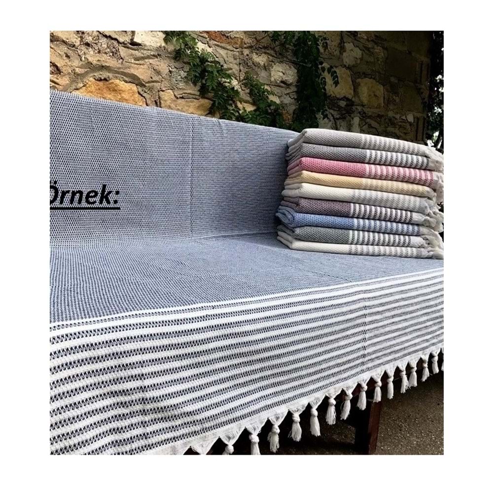 Mandaş Pamuklu Kaymaz Hasır Dokuma Kolları Örten Koltuk Örtüsü Maxi Takım-Koyu Gri Yeni