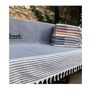 Mandaş Pamuklu Kaymaz Hasır Dokuma Kolları Örten Koltuk Örtüsü Maxi Takım-Koyu Gri Yeni