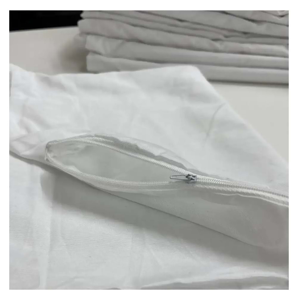 Mandaş 10 Adet Yastık Astarı Kılıfı Pamuklu Beyaz Fermuarlı (50x70)