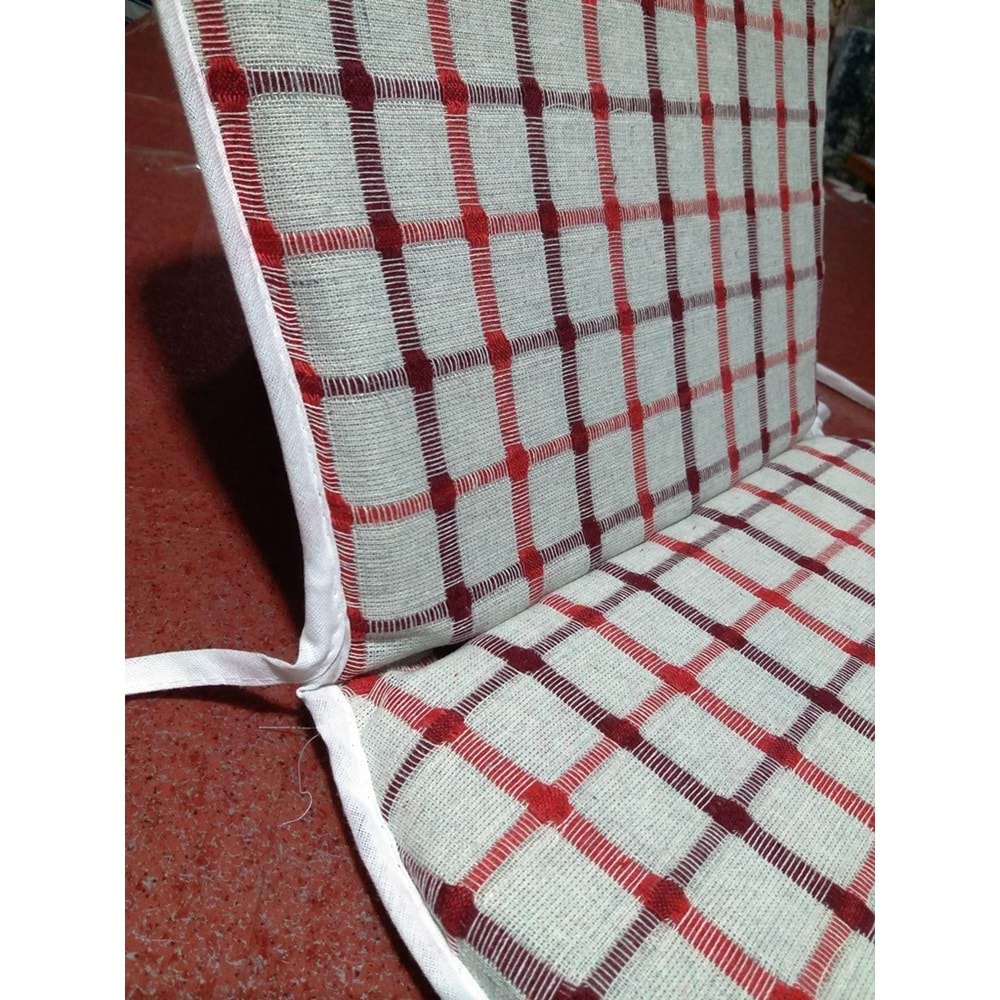 6 Adet Buldan Arkalıklı Sandalye Minderi, Midi Boy (Kalınlık 3,5cm)-Bordo Kırmızı
