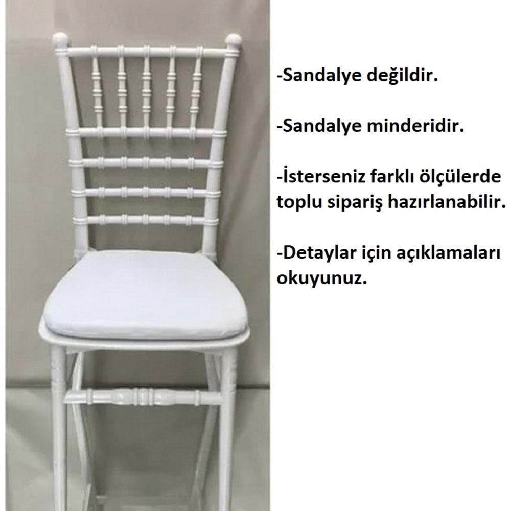 Mandaş Düğün Sandalyesi İçin Minder, Kalın Özel Yapım (36x40)-Beyaz