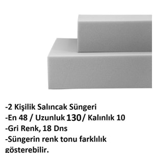 Sünger Takımı 130x48x10cm 2 Kişilik Salıncak Minderleri İçin Uygun Sünger (18dns)