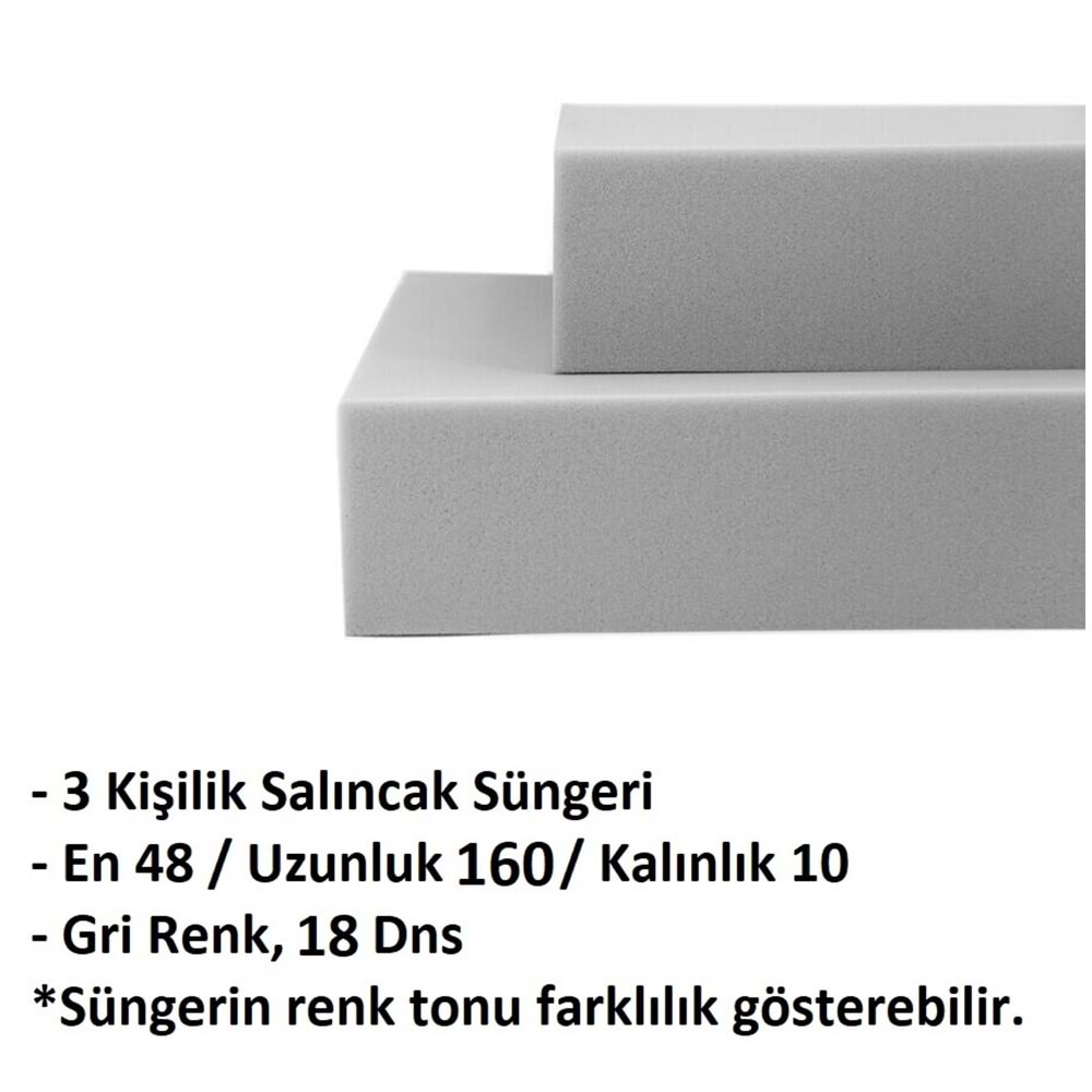 Sünger Takımı 160x48x10cm 3 Kişilik Salıncak Minderleri İçin Uygun Sünger (18dns)