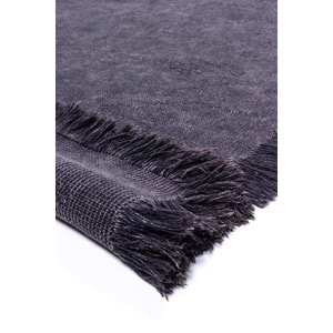 Mandaş Halı Rustik RS01 Anthracite Dört Tarafı Saçaklı Pamuklu Yıkanabilir Kilim