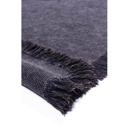 Mandaş Halı Rustik RS01 Anthracite Dört Tarafı Saçaklı Pamuklu Yıkanabilir Kilim