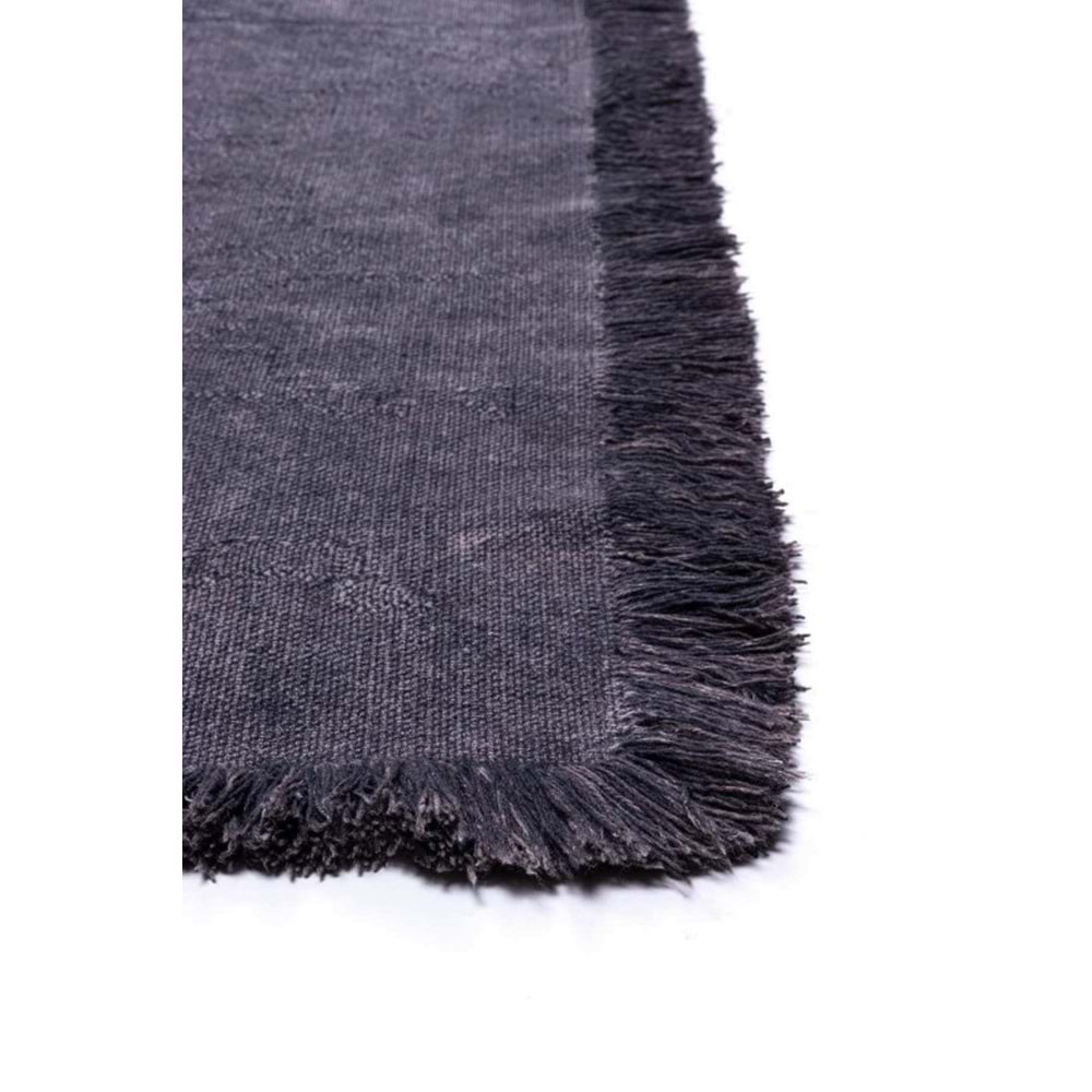 Mandaş Halı Rustik RS01 Anthracite Dört Tarafı Saçaklı Pamuklu Yıkanabilir Kilim