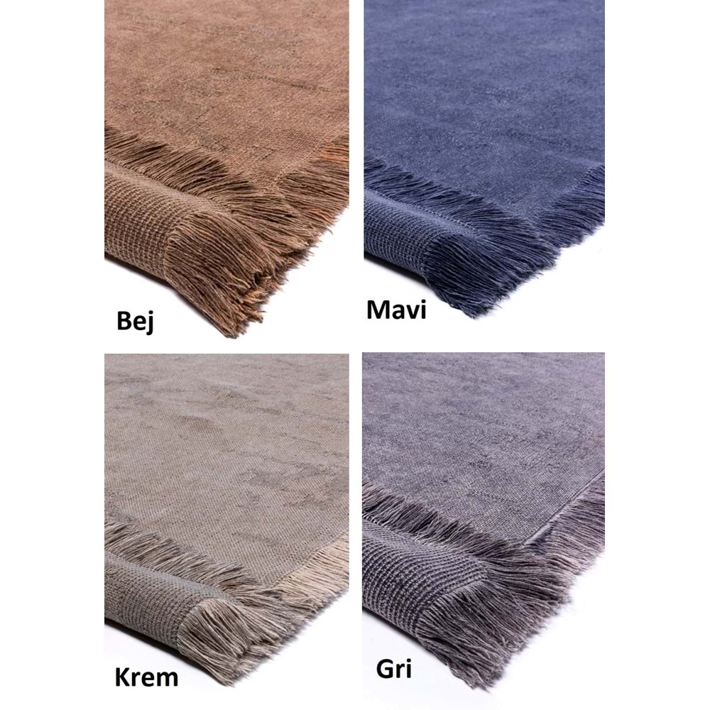 Mandaş Halı Rustik RS01 Anthracite Dört Tarafı Saçaklı Pamuklu Yıkanabilir Kilim