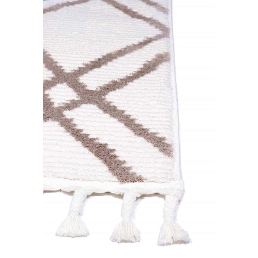 Mandaş Halı Cool CL03 Beige İskandinav Peluş Dokulu Makine Halısı - 100X300CM