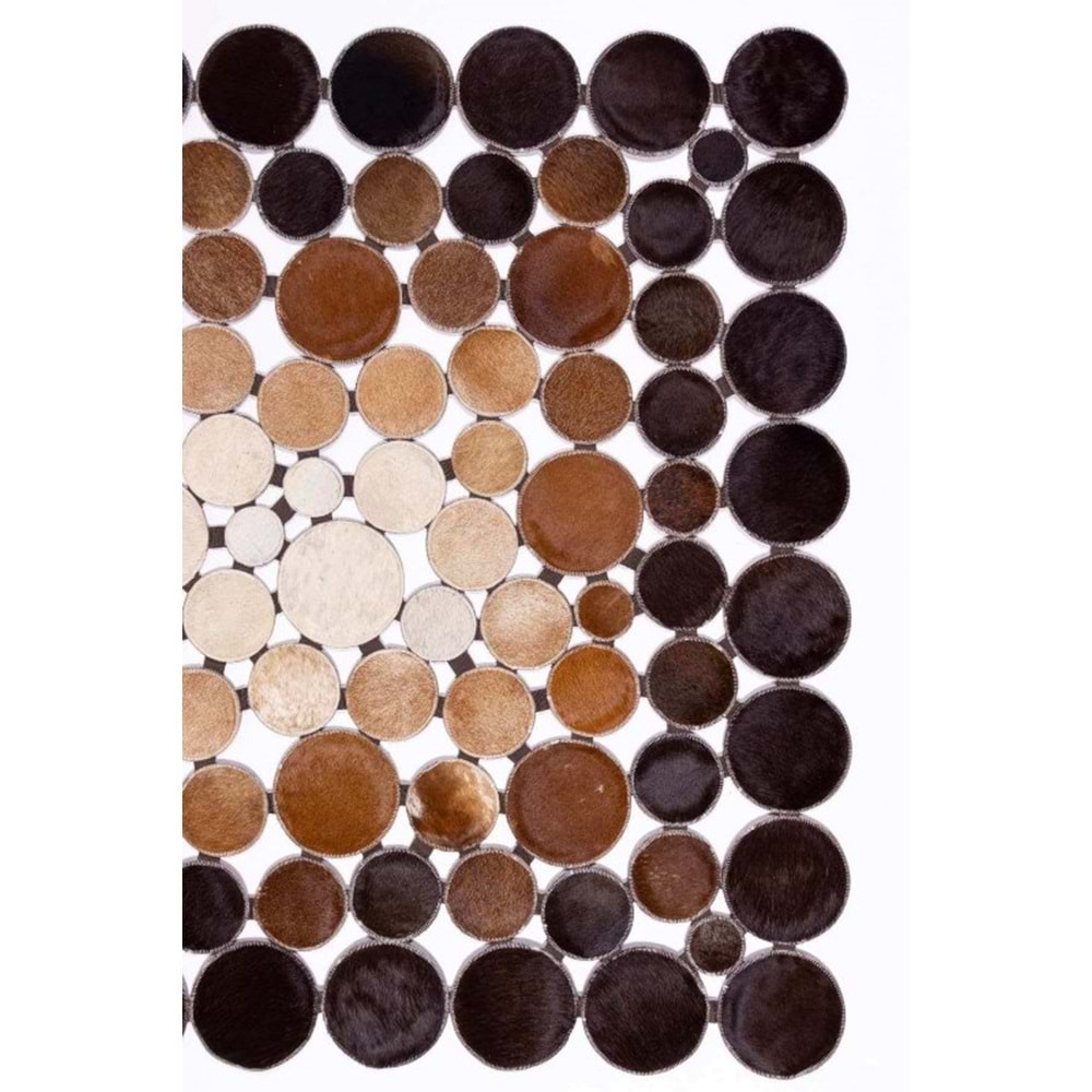Mandaş Halı Style ST01 Scotch Hakiki Patchwork Deri Halı-Siyah Kahve Bej