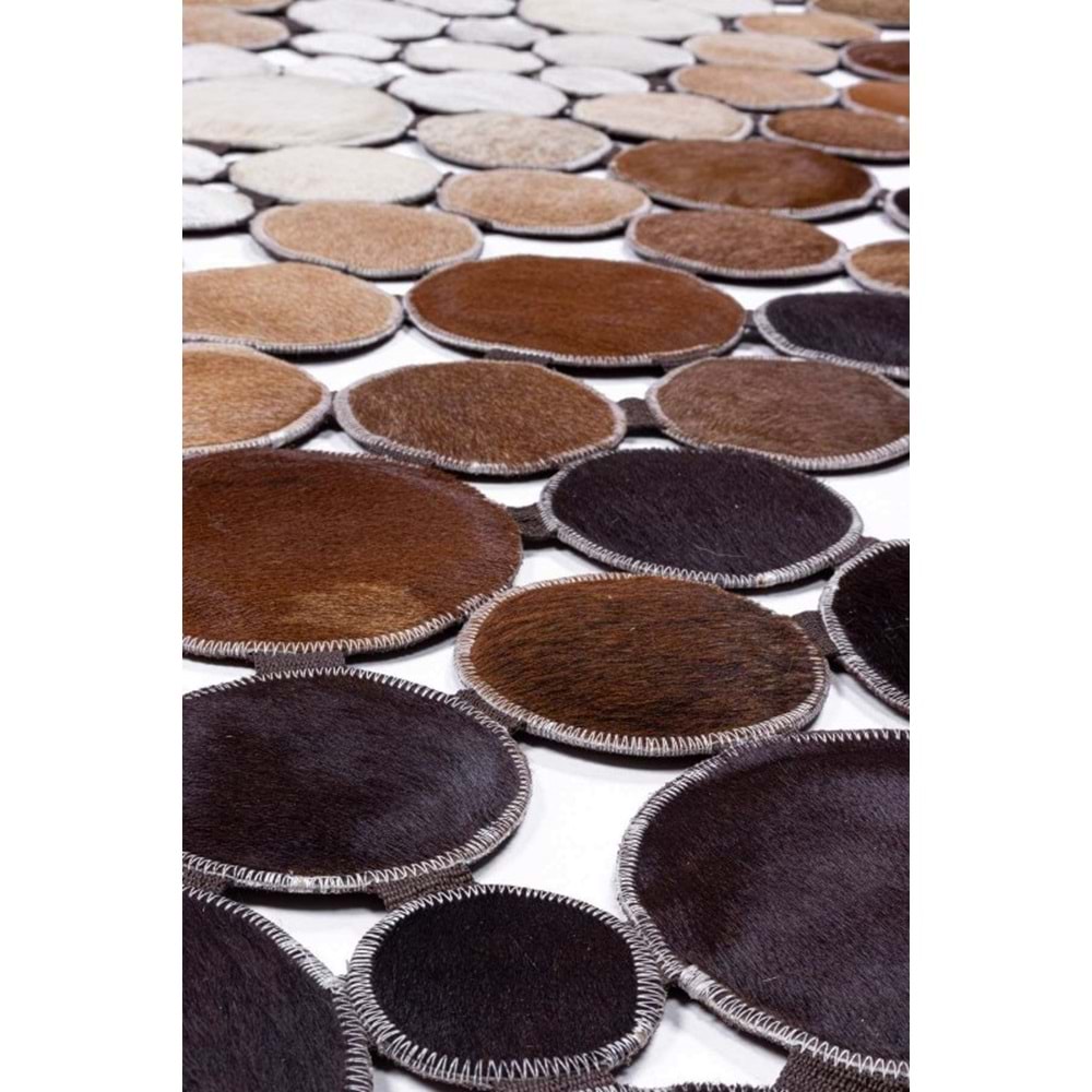 Mandaş Halı Style ST01 Scotch Hakiki Patchwork Deri Halı-Siyah Kahve Bej