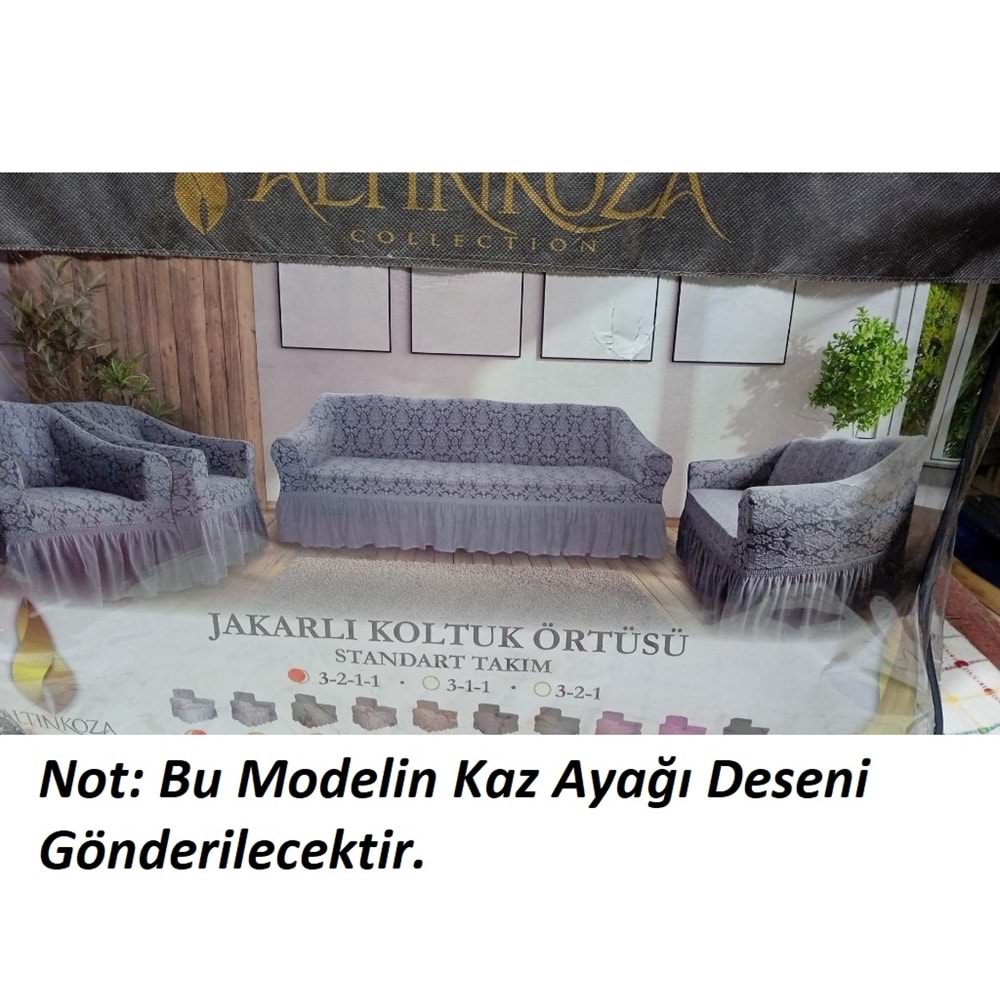 Altınkoza Kaz Ayağı Standart Takım Koltuk Örtüsü (3+2+1+1)-Pudra