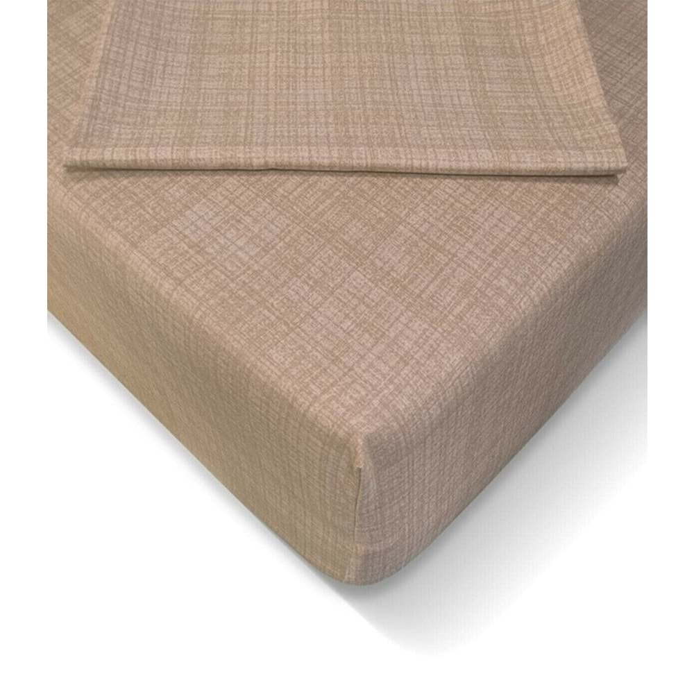 Özlü Fitted Lastikli Çift Kişilik Çarşaf Seti (160x200)-Sütlü Kahve
