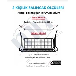 Mandaş Ekonomik 3cm Süngerli 2 Kişilik Salıncak Minder Seti-İngiliz Gülü