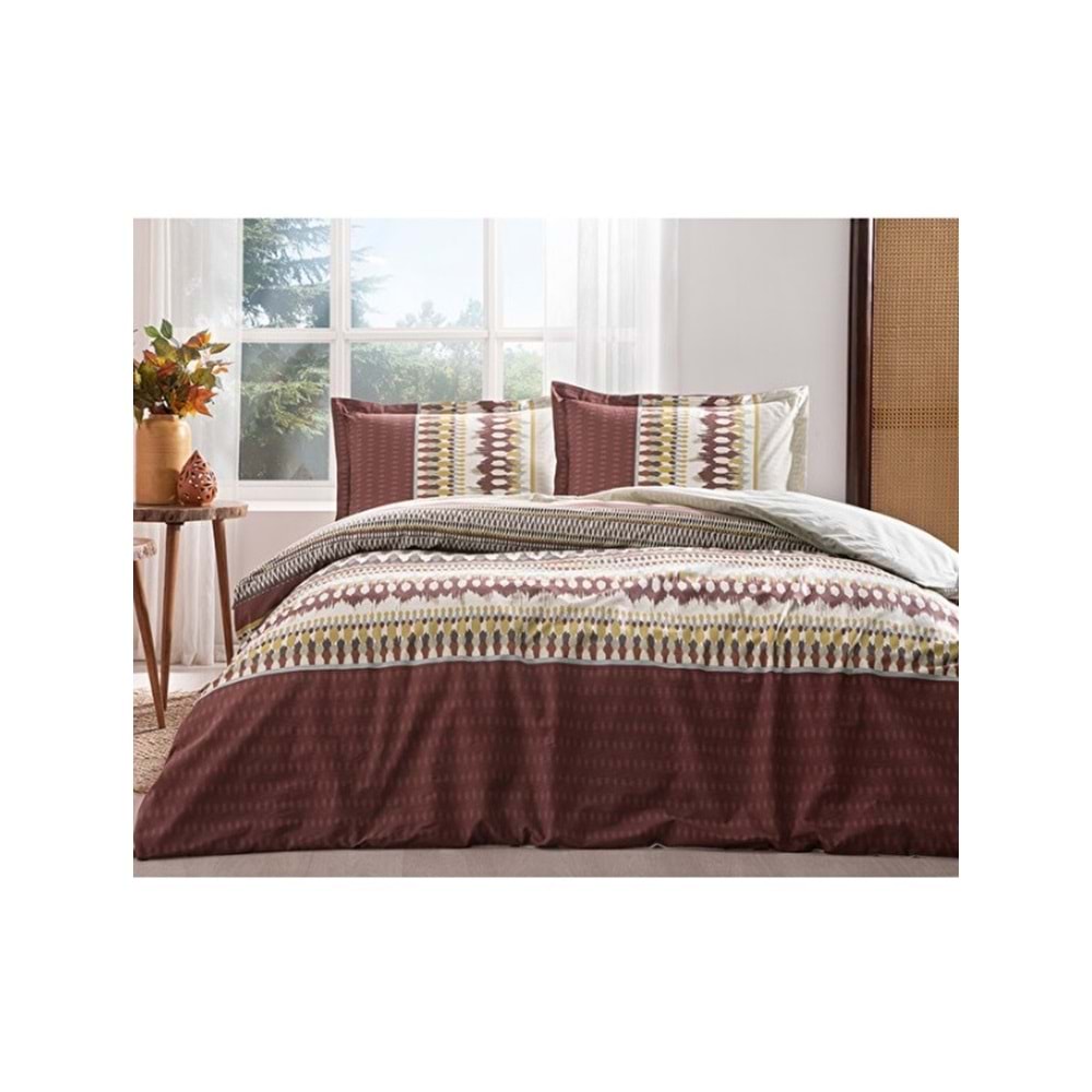 Özdilek Ranforce Tek Kişilik Nevresim Takımı-Ikat Bordo