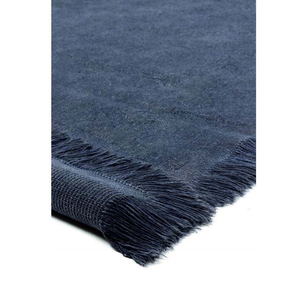 Mandaş Halı Rustik RS01 Blue Dört Tarafı Saçaklı Pamuklu Yıkanabilir Kilim - 120X180CM