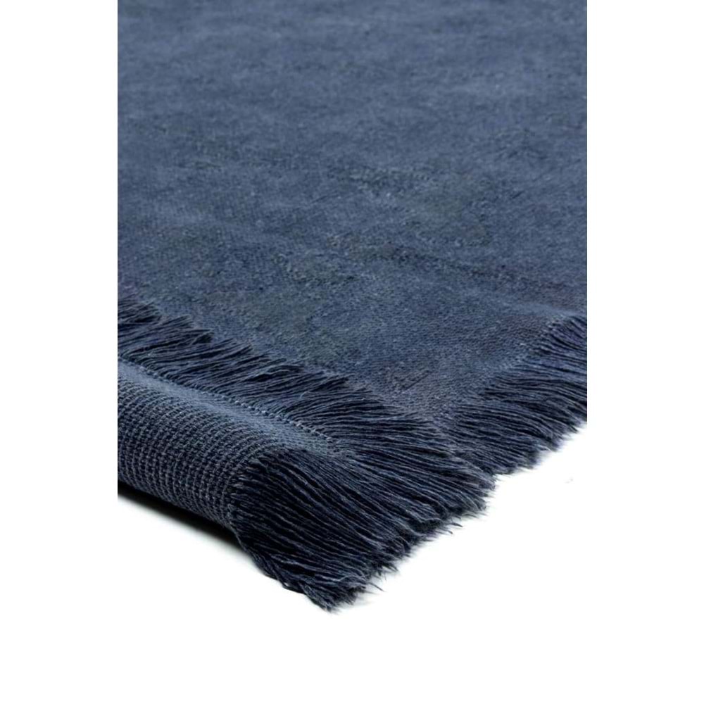 Mandaş Halı Rustik RS01 Blue Dört Tarafı Saçaklı Pamuklu Yıkanabilir Kilim