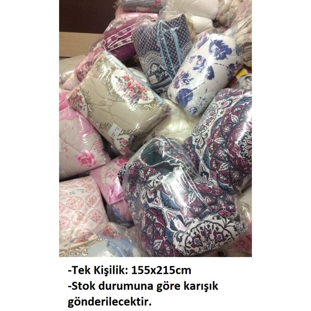 Mandaş Tekstil-Güneş Pamuklu Kumaş Tek Kişilik Desenli Silikon Yorgan (155x215)
