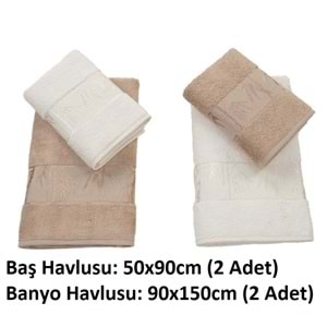 Polo Life 4 Parça Bamboo Hamam Seti, Banyo Havlu Takımı-Krem Sütlü Kahve