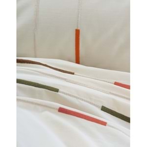Cotton Box Brode Ranforce Çift Kişilik Nevresim Takımı-Ivory Yeşil