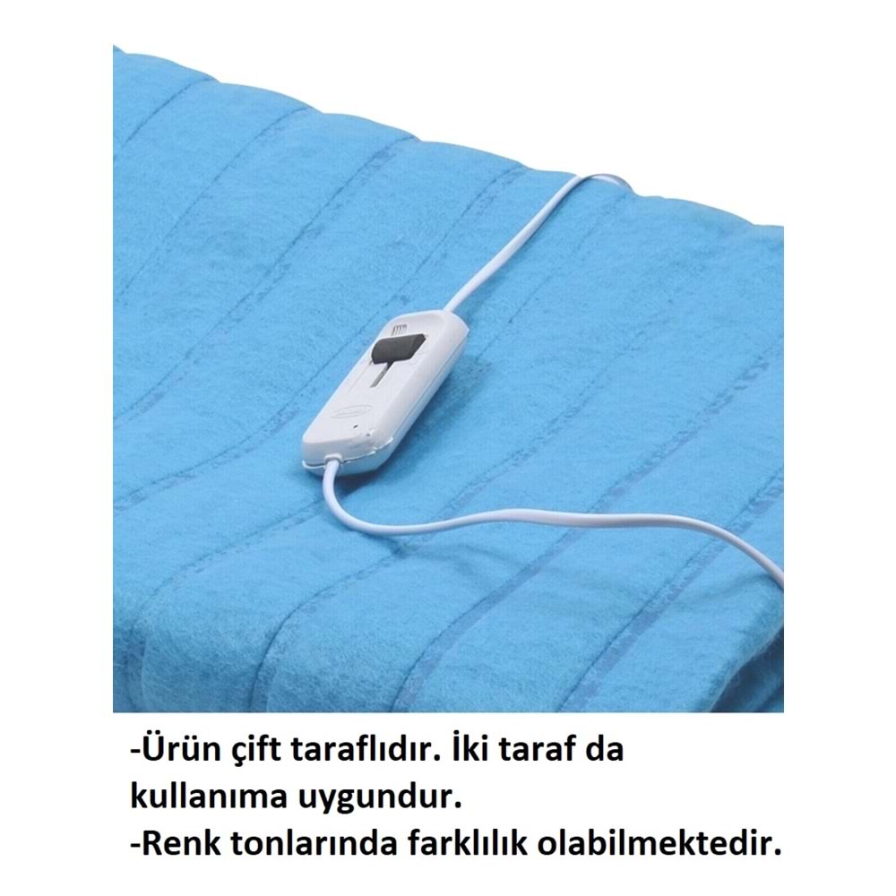 Rawels CE Kalite Belgeli Çift Kişilik Elektrikli Battaniye 120x160 - Mavi