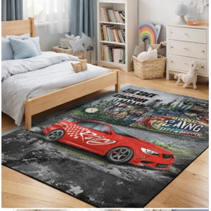 Brillant İpek Latex Kaymaz Taban Çocuk Halısı-ARABA HJ11707.801-(130x190)